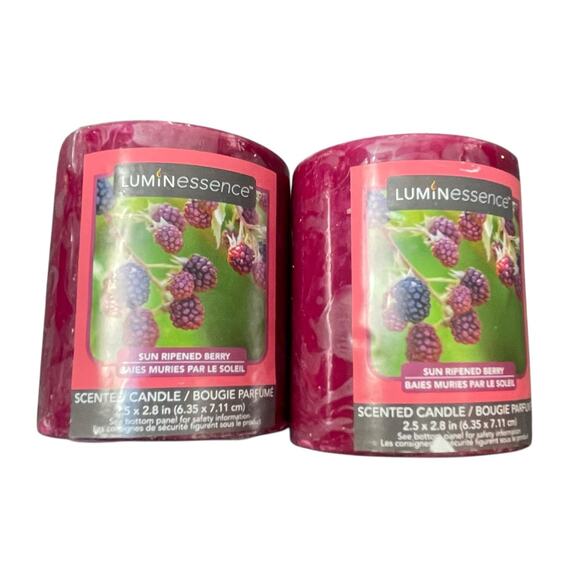 Luminessence Sun Ripened Berry Scented Candle 7oz Hostess Holiday Gift Lot of 2 - Picture 2 of 9